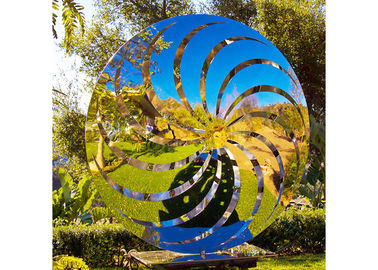 200 Cm Diameter Mirror Polished Windmill Sculpture Stainless Steel For Garden